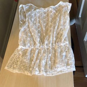 Beautiful detailed flower sheer top